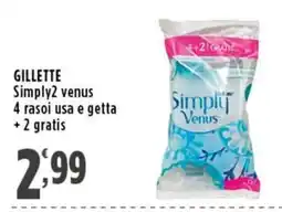 Rossotono Carrefour Gillette Simply2 venus offerta