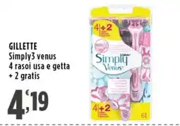 Rossotono Carrefour Gillette Simply3 Venus offerta