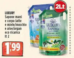 Rossotono Carrefour Luxury Sapone mani e corpo muschio e aloe offerta