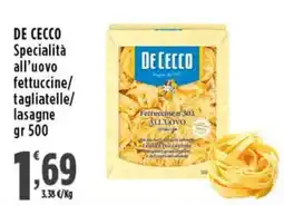 Rossotono Carrefour De Cecco Specialità all'uovo fettuccine/tagliatelle/lasagne offerta