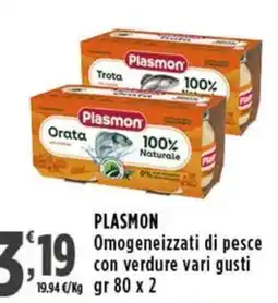 Rossotono Carrefour Plasmon Omogeneizzati di pesce con verdure vari gusti offerta