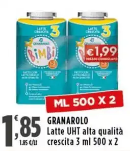 Rossotono Carrefour Granarolo Latte UHT alta qualità crescita 3 offerta