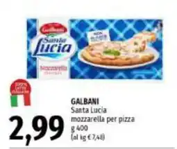 Emi Supermercati Galbani Santa Lucia mozzarella per pizza offerta