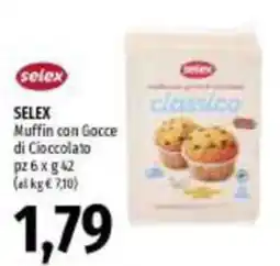 Emi Supermercati Selex Muffin con Gocce di Cioccolato offerta