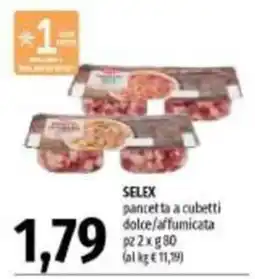 Emi Supermercati SELEX pancetta a cubetti dolce/affumicata offerta