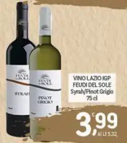 Crai Vino Lazio IGP Feudi del Sole Syrah/Pinot Grigio offerta
