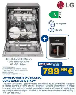 Euronics Lavastoviglie da incasso Quadwash DB476TXSW offerta