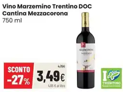 Coop Master Alleanza 3.0 Vino Marzemino Trentino DOC Cantina Mezzacorona offerta
