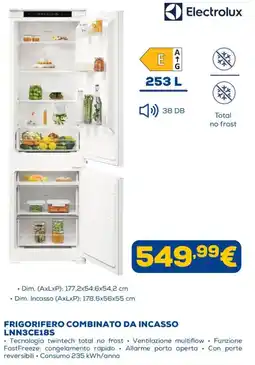 Euronics Frigorifero combinato da incasso Electrolux offerta