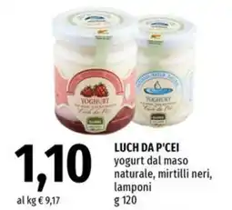Famila Superstore Luch da P'cei yogurt dal maso naturale, mirtilli neri, lamponi offerta