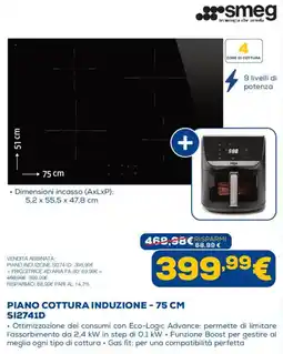 Euronics Piano cottura induzione - 75 cm Smeg offerta