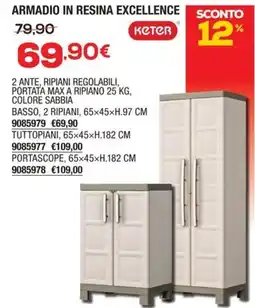 Bricofer Armadio in resina Excellence Keter offerta