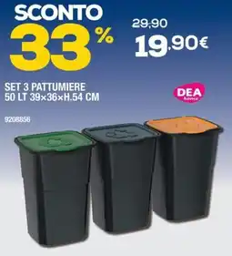 Bricofer Set 3 pattumiere DEA home offerta