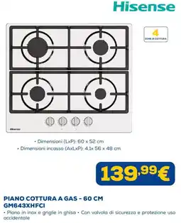 Euronics Hisense piano cottura a gas - 60 cm offerta