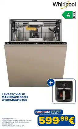Euronics Lavastoviglie Maxispace 60cm Whirlpool offerta