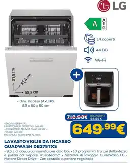 Euronics Lavastoviglie da incasso QuadWash DB375TXS offerta