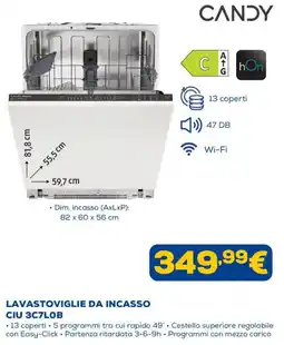 Euronics Lavastoviglie da incasso Candy CIU 3C7L0B offerta