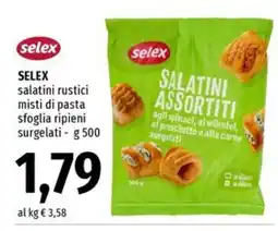 Famila Superstore Selex salatini rustici misti di pasta sfoglia ripieni offerta
