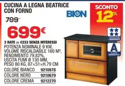 Bricofer Cucina a legna Beatrice con forno Bion offerta