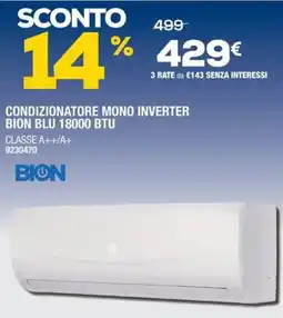 Bricofer Condizionatore mono inverter Bion Blu 18000 BTU offerta