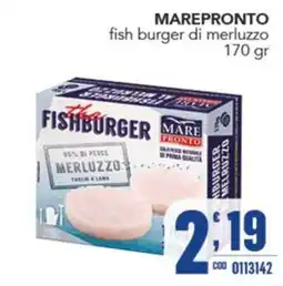 Gruppo di Palo Fishburger di merluzzo Marepronto offerta