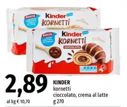 Famila Superstore Kinder kornetti cioccolato offerta