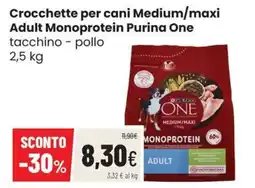 Coop Master Alleanza 3.0 Crocchette per cani Medium/maxi Adult Monoprotein Purina One tacchino - pollo offerta
