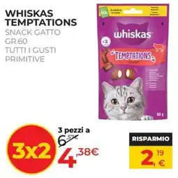 Arcaplanet Whiskas Temptations snack gatto offerta