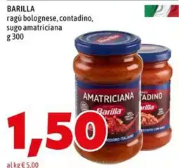 MEGA Barilla ragù bolognese, contadino, sugo amatriciana offerta