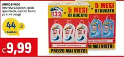 Hurrà Omino bianco Detersivo Lavatrice Liquido igienizzante, muschio bianco offerta