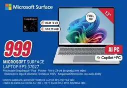 Trony Microsoft Surface Laptop EP2-37027 offerta