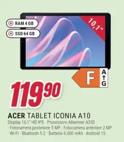 Trony Acer Tablet Iconia A10 offerta