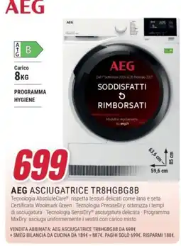 Trony AEG Asciugatrice TR8HGBG8B offerta