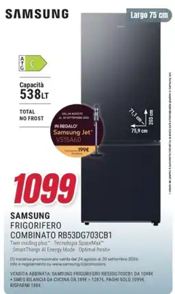 Trony Samsung frigorifero combinato rb53dg703cb1 offerta