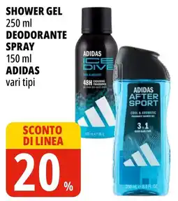 Tigros Adidas shower gel e deodorante spray offerta