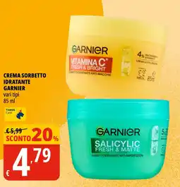 Tigros Crema sorbetto idratante Garnier offerta