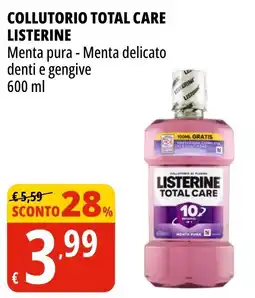 Tigros Collutorio total care listerine menta pura offerta