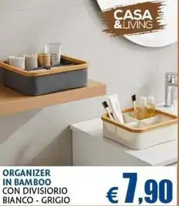 Casa & Co Organizer in bamboo con divisiorio bianco - grigio offerta