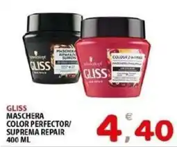 Il Centro Superstore Gliss maschera color perfector/suprema repair offerta