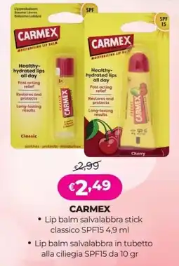 Acqua & Sapone Carmex lip balm salvalabbra stick classico SPF15 offerta