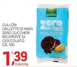 Carni e Affini Supermercati Gullón Gallette di mais zero zuccheri ricoperte di cioccolato offerta