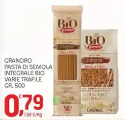 Carni e Affini Supermercati Pasta di semola integrale bio Granoro offerta