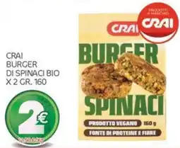 Carni e Affini Supermercati Crai burger di spinaci bio offerta