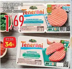 Carni e Affini Supermercati GranTerre Teneroni Hamburger con Prosciutto Cotto Classico/ Mozzarella offerta