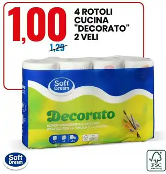 Eurospin 4 rotoli cucina decorato 2 veli offerta