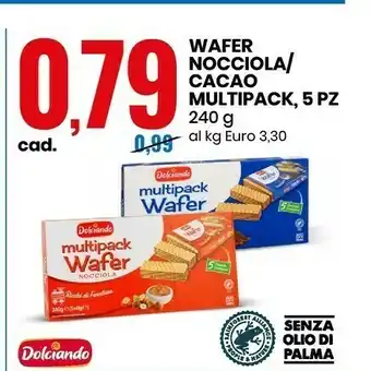 Eurospin Wafer nocciola/ cacao multipack, 5 pz 240 g offerta