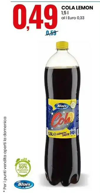 Eurospin Blues cola lemon 1500 ml offerta