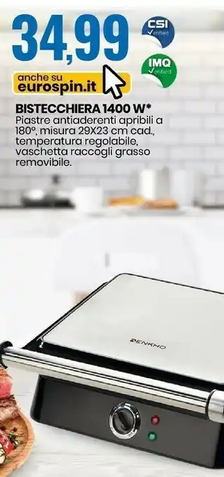 Eurospin Bistecchiera 1400 w offerta