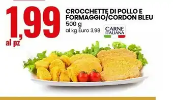 Eurospin Crocchette di pollo e formaggio/ cordon bleu 500 g offerta