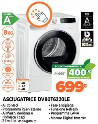 Samsung Asciugatrice DV80T6220LE